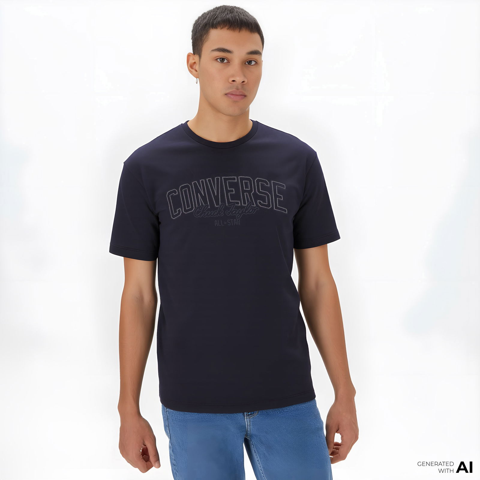 Converse Kadın Baskılı Siyah T-Shirt