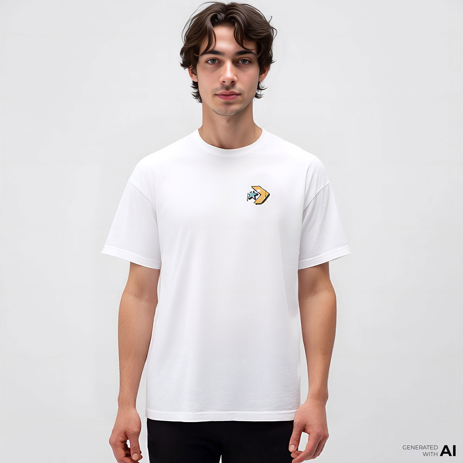 Converse Kadın Oversized Fit Grafik Baskılı Beyaz T-Shirt