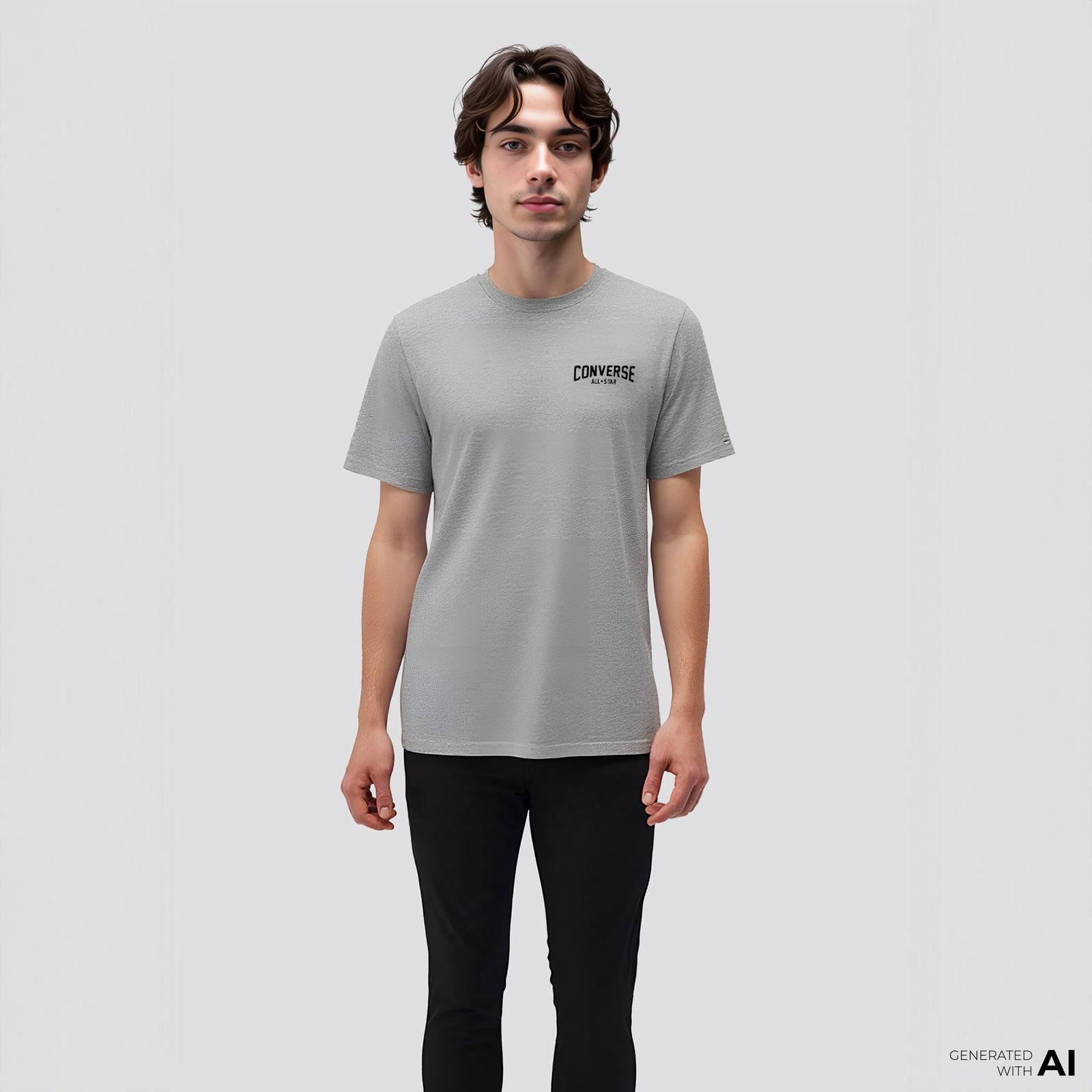 Converse Erkek Baskılı Gri T-Shirt