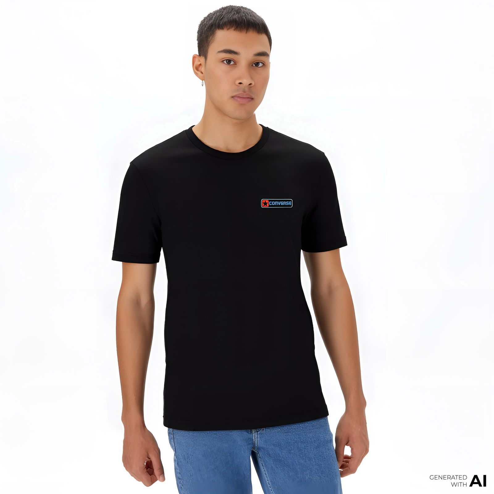 Converse Erkek Grafik Baskılı Siyah T-Shirt