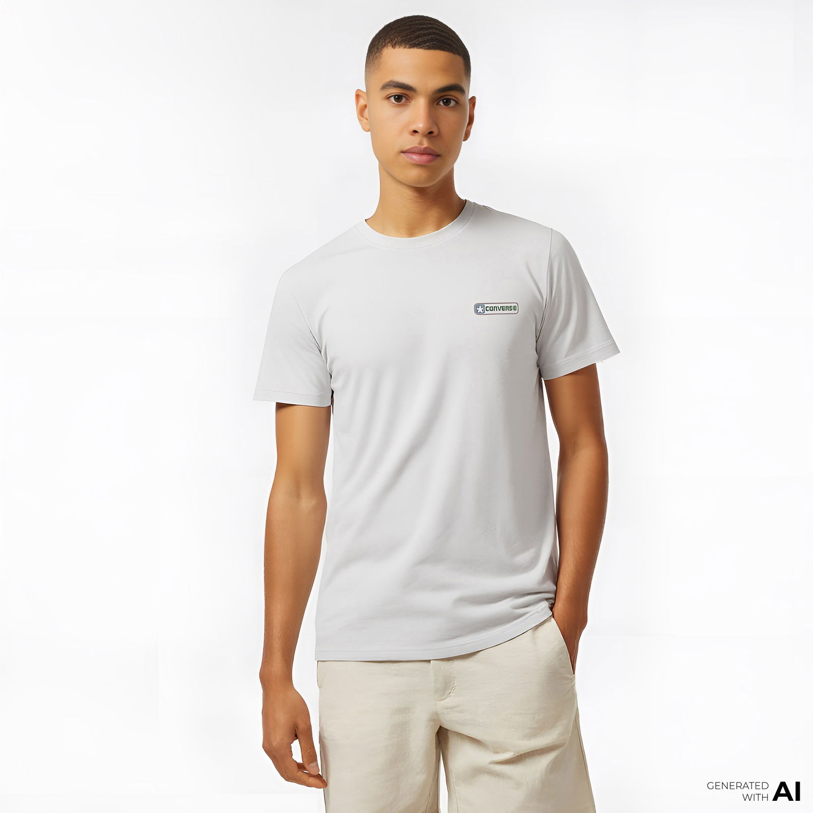 Converse Erkek Grafik Baskılı Gri T-Shirt