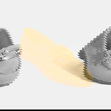  Kadın Krem Metal Aksesuarlı Süet Loafer