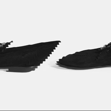  Kadın Siyah Metal Aksesuarlı Süet Loafer