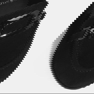  Kadın Siyah Metal Aksesuarlı Süet Loafer