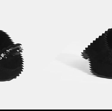  Kadın Siyah Metal Aksesuarlı Süet Loafer