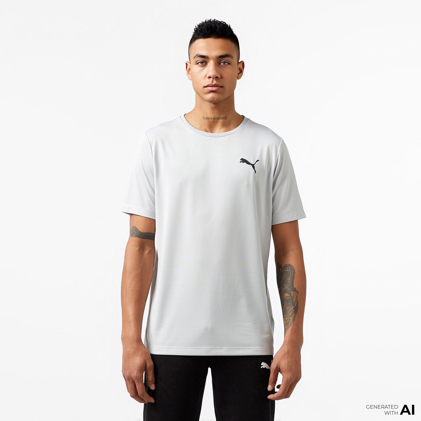 Puma Active Small Logo Erkek Gri T-Shirt