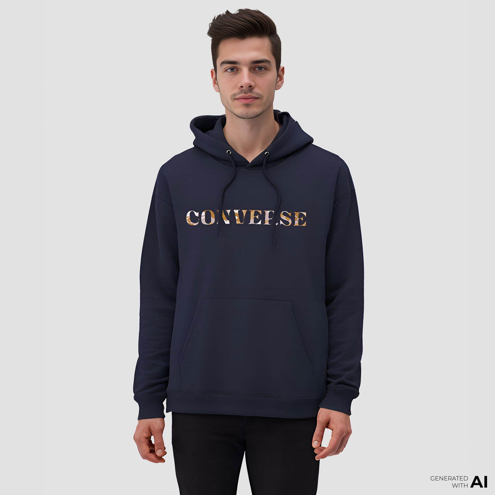 Converse Camo Desenli Erkek Siyah Hoodie