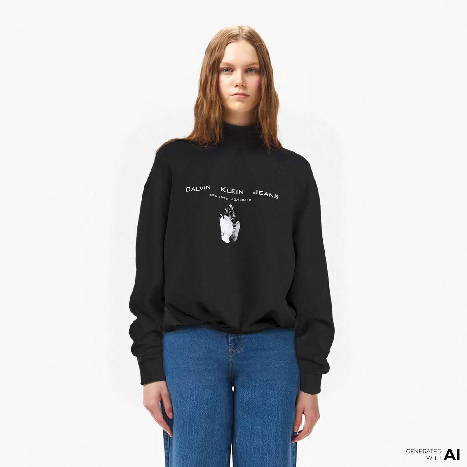 Calvin Klein Jeans Modern Metals Kadın Siyah Sweatshirt