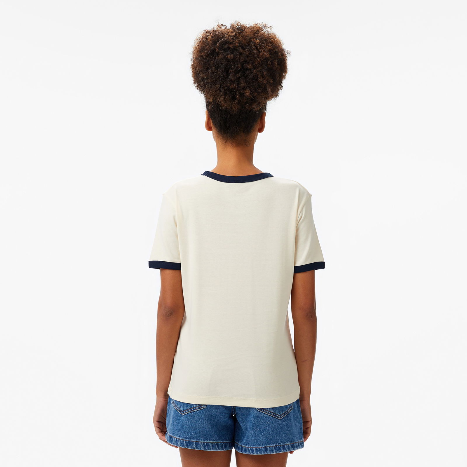 Tommy Hilfiger Reg Monotype Stripe C-Nk Kadın Bej T-Shirt