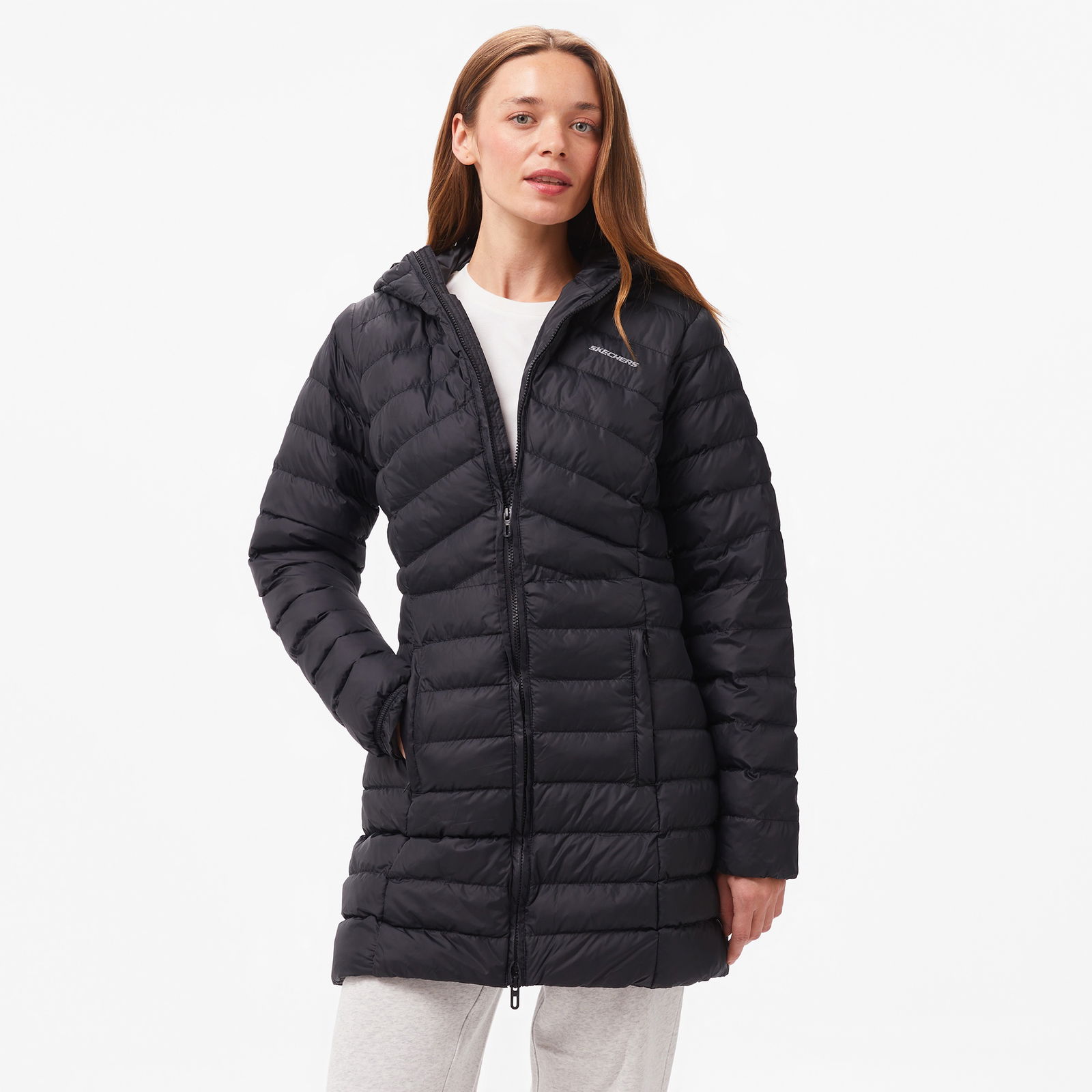 Skechers Essential Maxi Length Kadın Siyah Günlük Mont