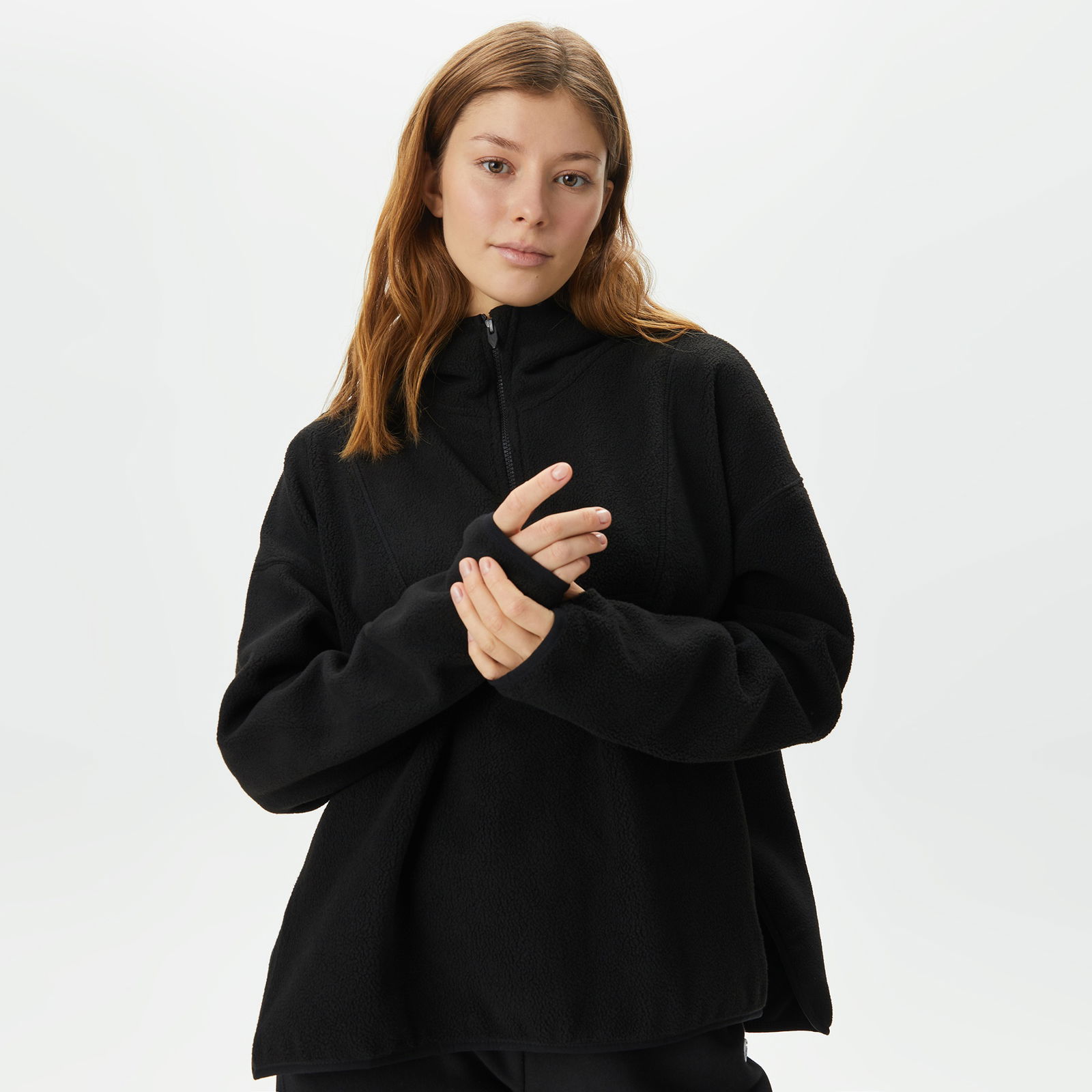 Skechers Fleece Full Zip Kadın Siyah Günlük Sweatshirt