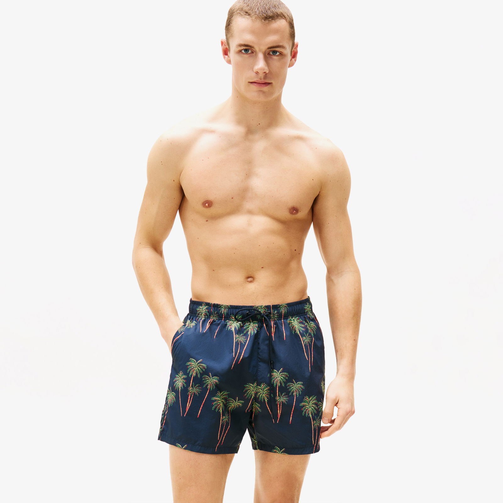 Tommy Hilfiger Medium Drawstring Print Erkek Mavi Mayo Şort
