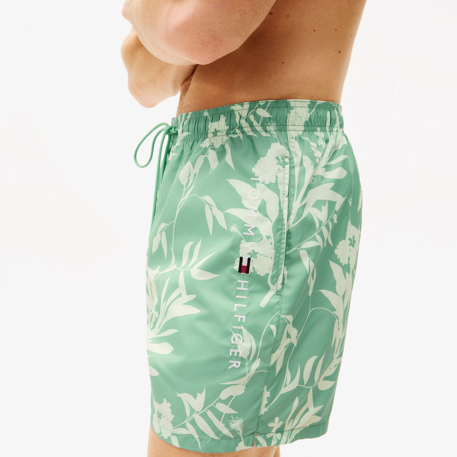 Tommy Hilfiger Medium Drawstring Print Erkek Yeşil Mayo Şort