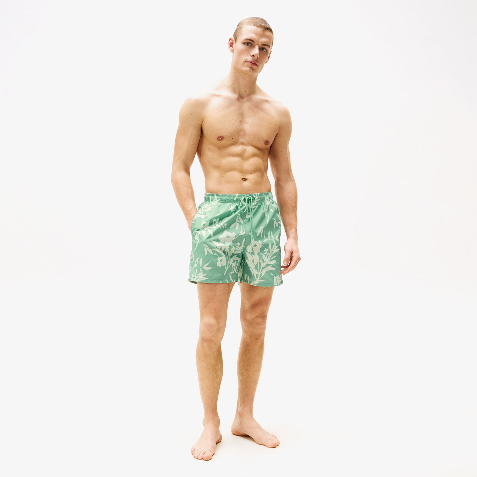 Tommy Hilfiger Medium Drawstring Print Erkek Yeşil Mayo Şort