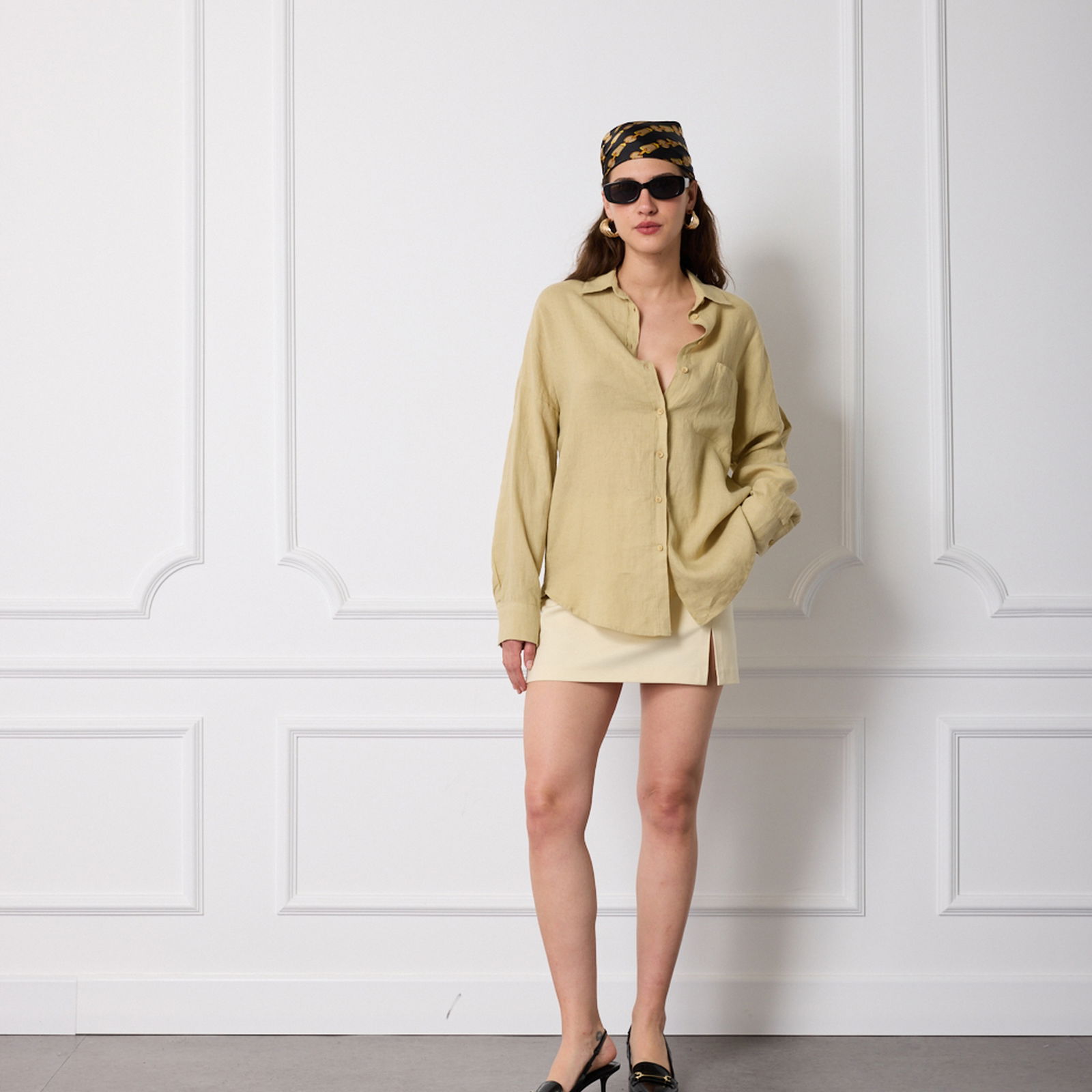 %100 Keten Oversize Gömlek