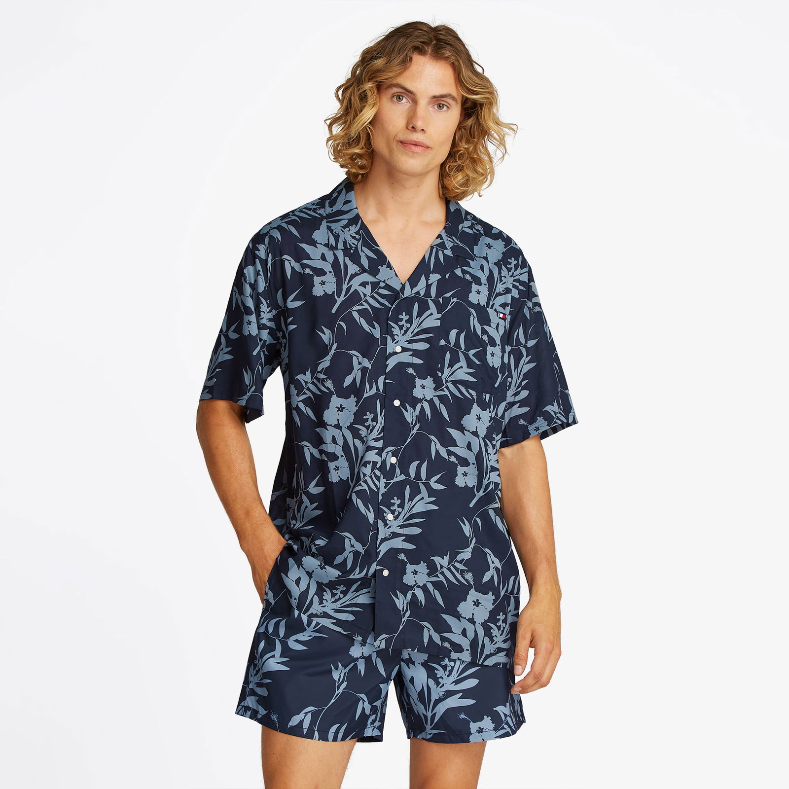Tommy Hilfiger Bowling Print Erkek Mavi Pijama