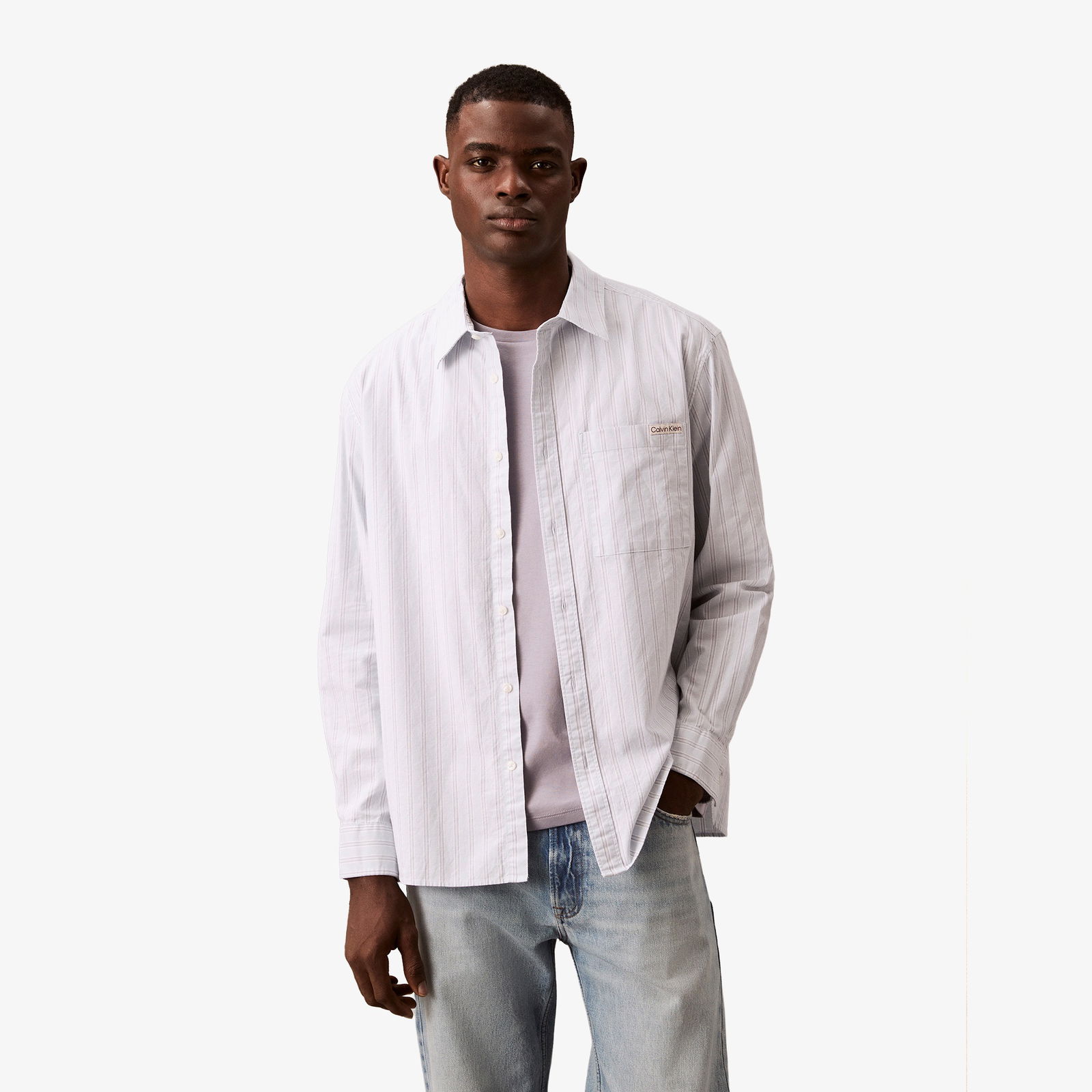 Calvin Klein Ls Stripe Oxford Relaxed Erkek Renkli Gömlek