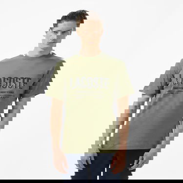  Lacoste Erkek Slim Fit Bisiklet Yaka Baskılı Haki T-Shirt