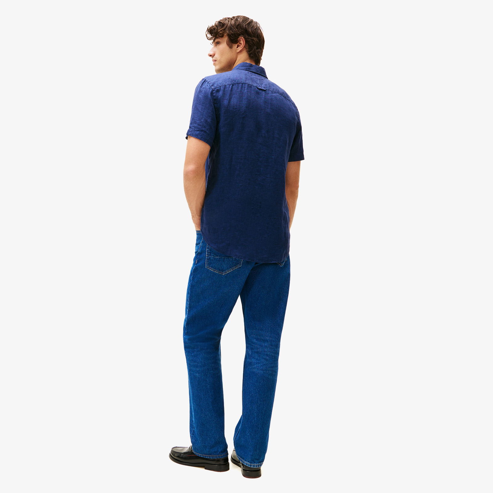 Tommy Hilfiger Pigment Dyed Linen Rf Erkek Lacivert Gömlek