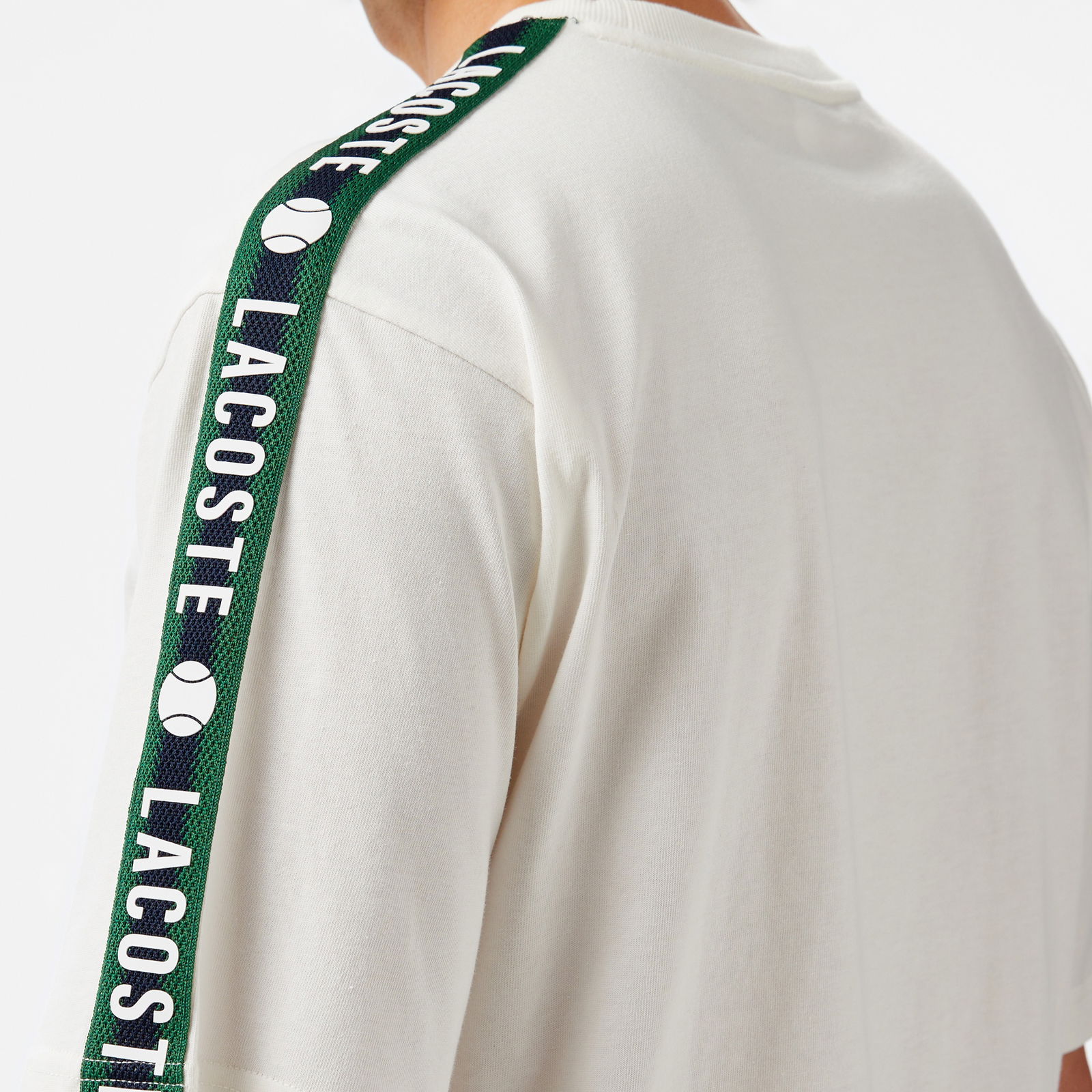 Lacoste Erkek Bisiklet Yaka Baskılı Beyaz T-Shirt