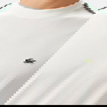  Lacoste Erkek Bisiklet Yaka Baskılı Beyaz T-Shirt