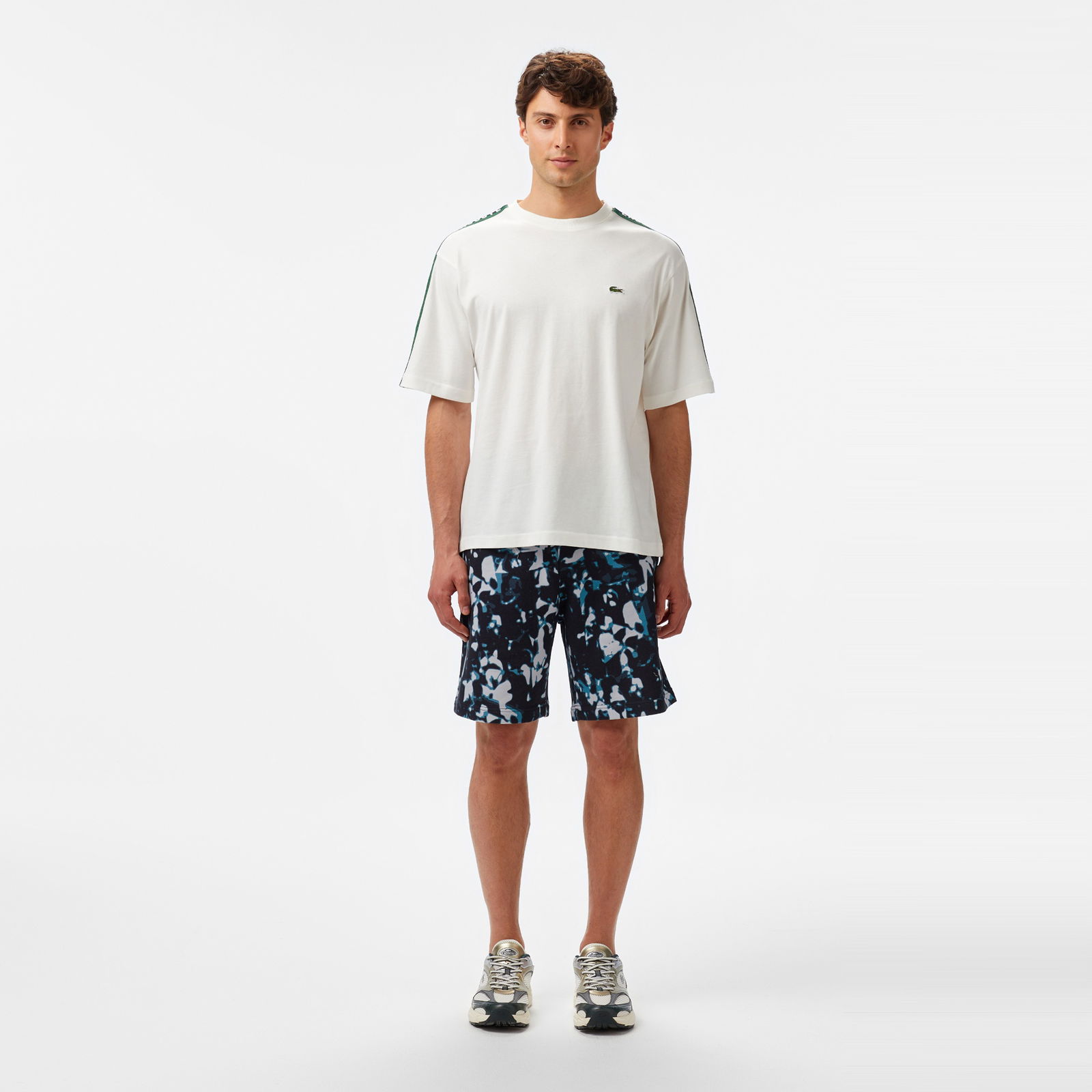 Lacoste Erkek Bisiklet Yaka Baskılı Beyaz T-Shirt