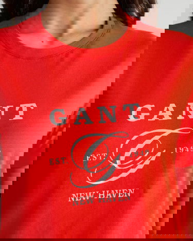  GANT Kadın Turuncu Regular Fit Bisiklet Yaka Logolu T-Shirt