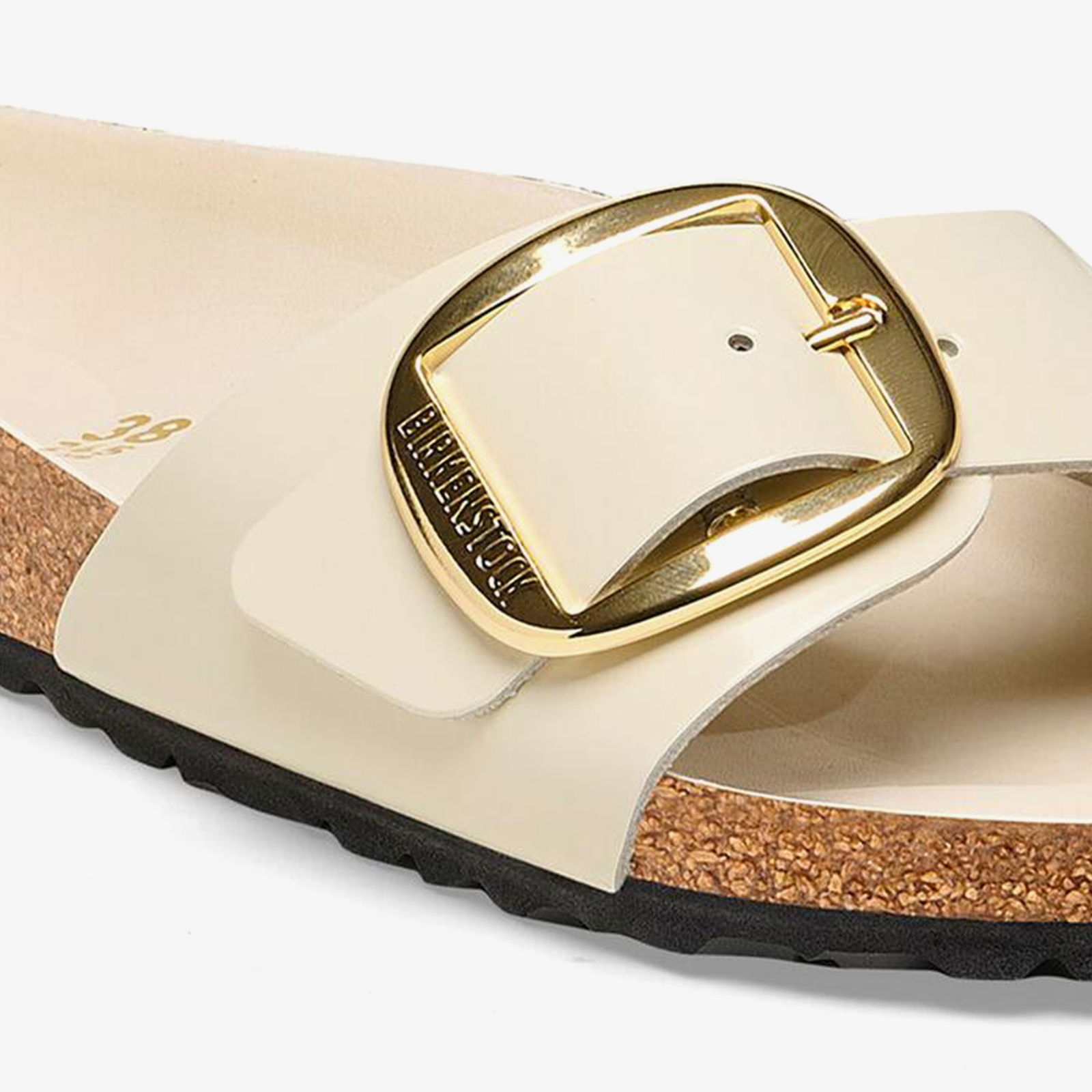 Birkenstock Madrid Big Buckle Nl High Shine Kadın Krem Terlik