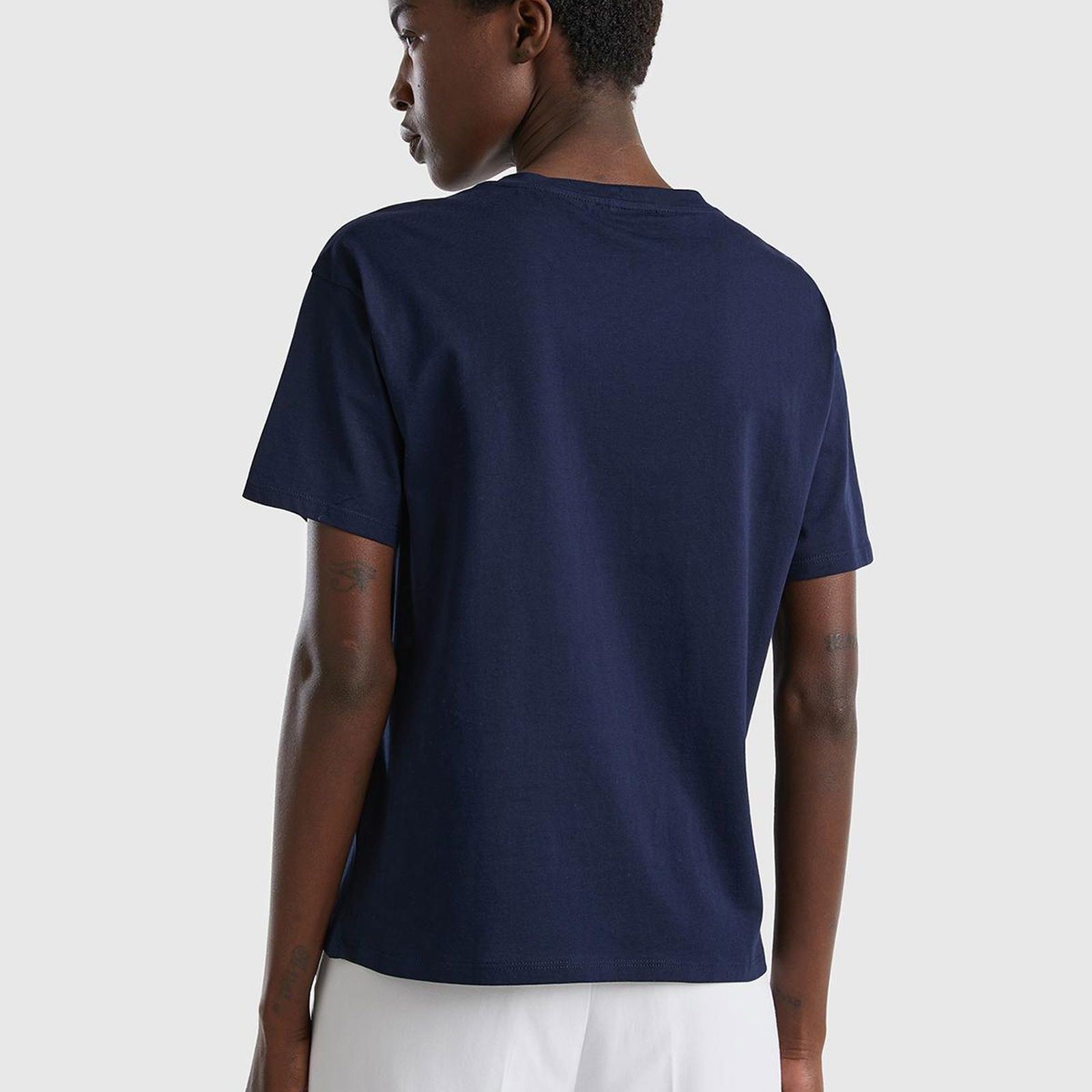 Kadın Lacivert %100 Koton Basic T-Shirt