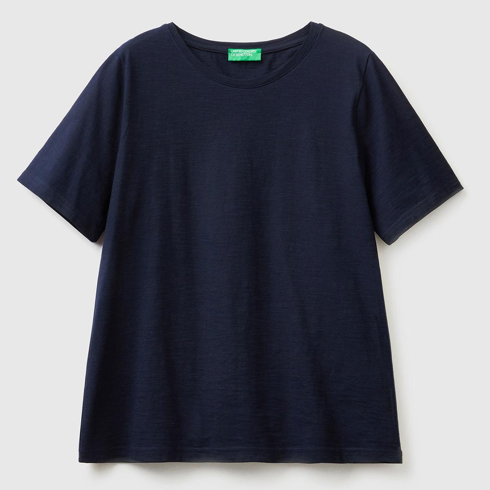 Kadın Lacivert %100 Koton Bisiklet Yaka T-Shirt