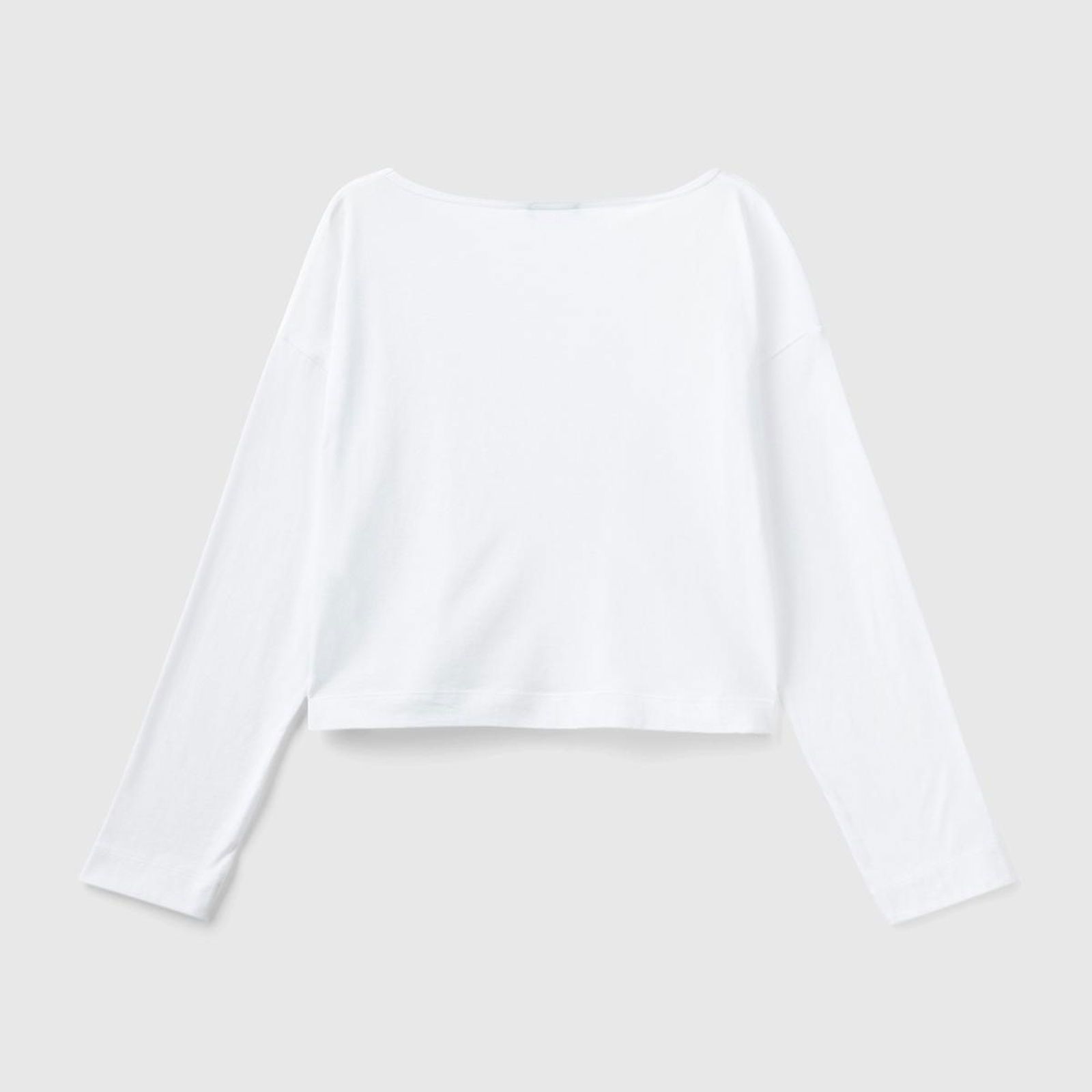 Kadın Beyaz %100 Koton Boxy Fit Uzun Kollu T-Shirt