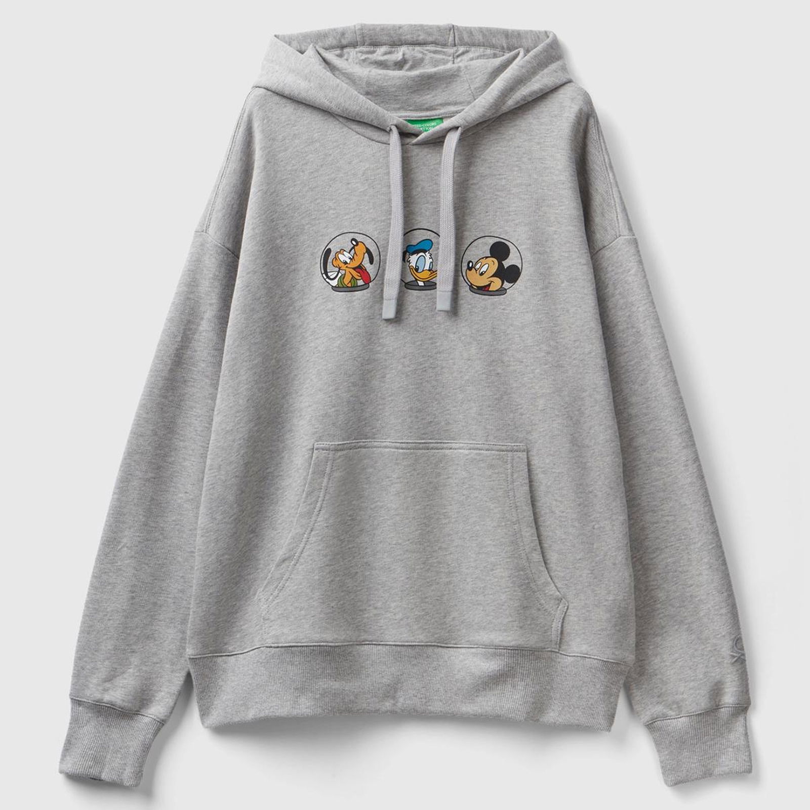 Unisex Gri Melanj Disney Desenli Kapşonlu Sweatshirt