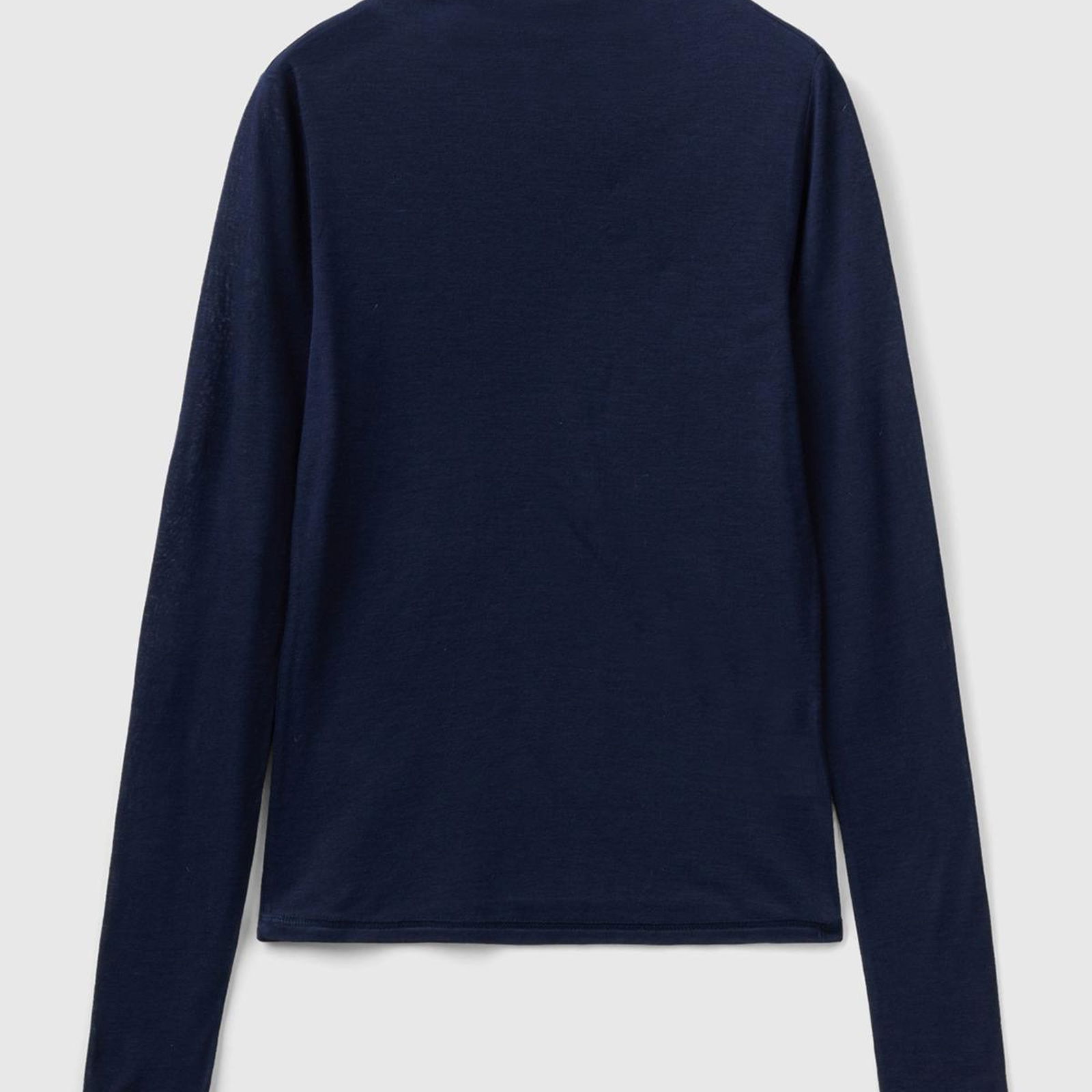 Kadın Lacivert Viskoz/Yün Karışımlı Uzun Kollu Yarım Balıkçı T-Shirt