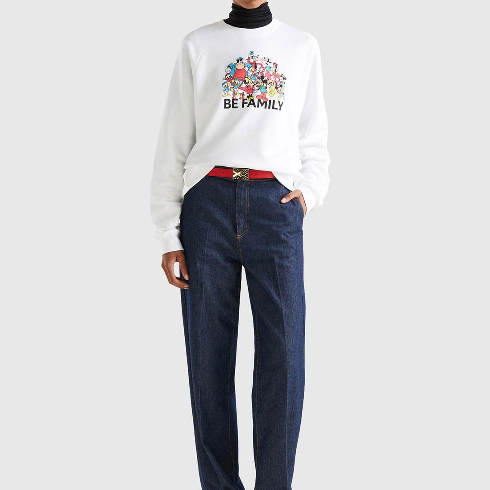 Unisex Beyaz Disney Baskılı Sweatshirt