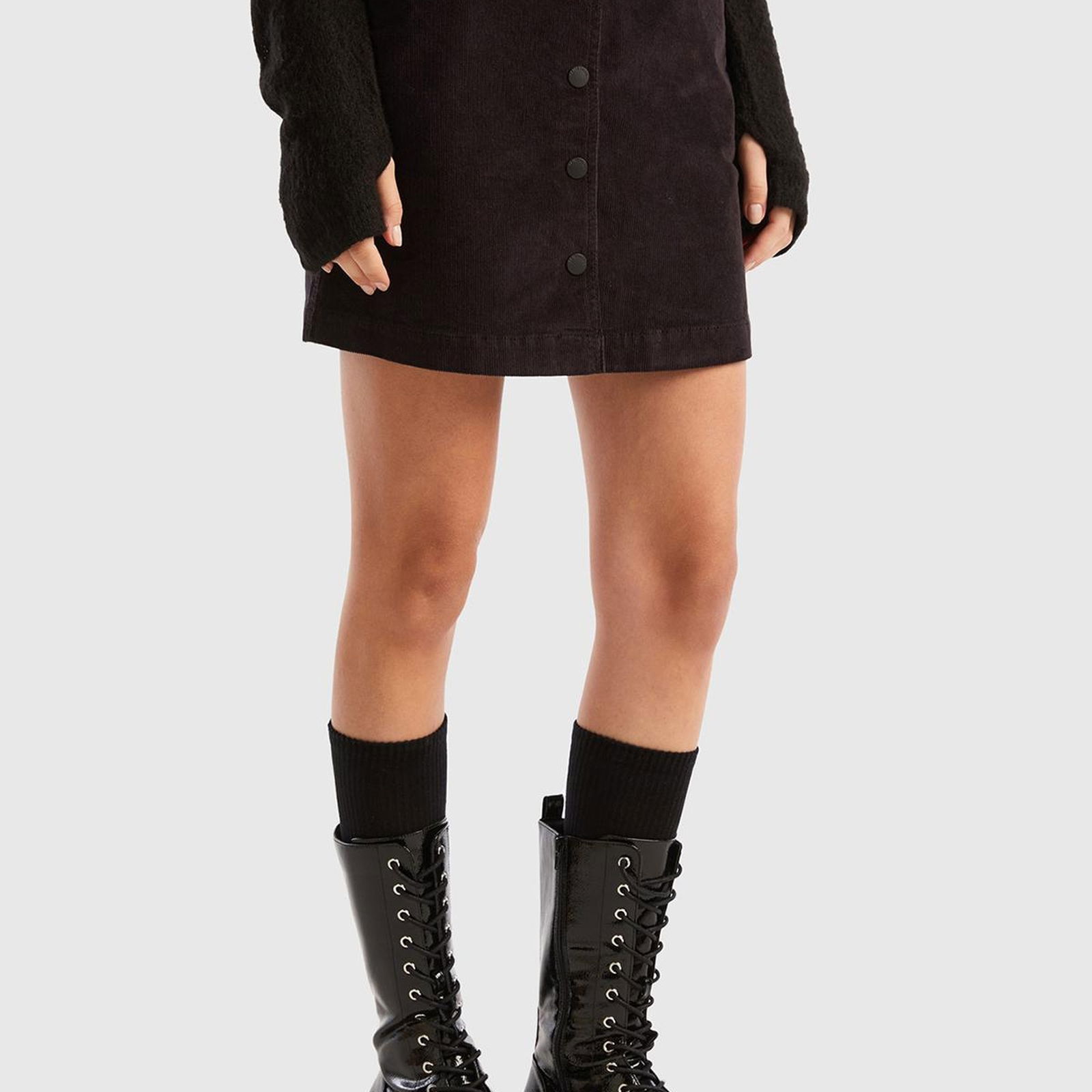 Kadın Siyah Denim Mini Etek