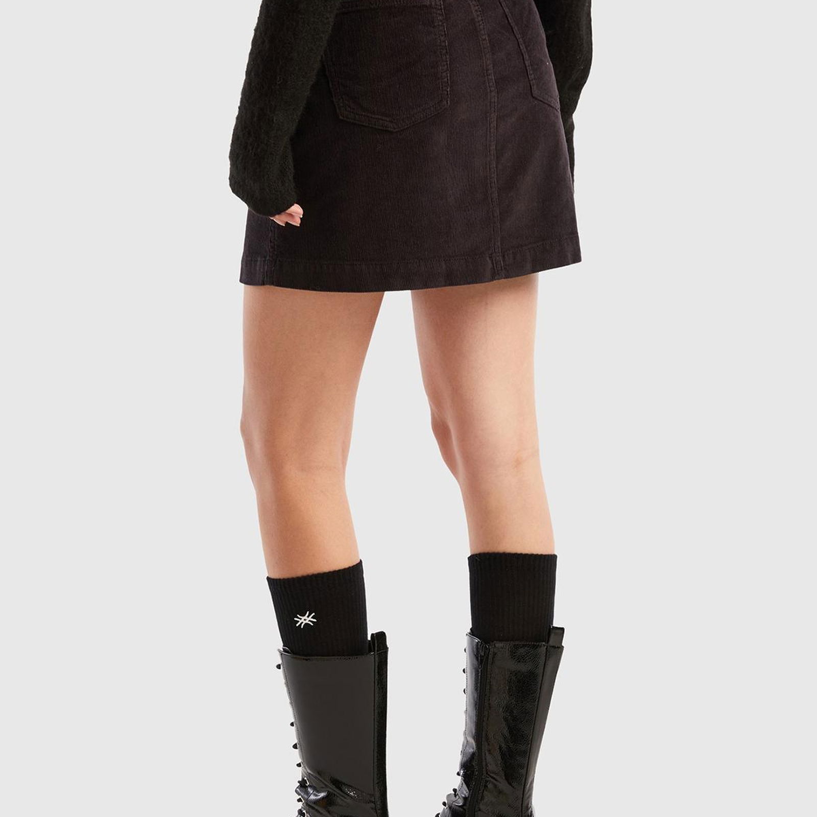 Kadın Siyah Denim Mini Etek