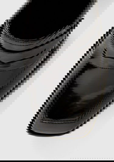  Kadın Siyah Suni Deri Topuklu Loafer