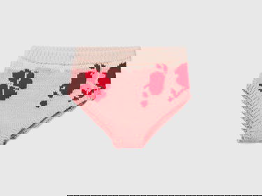  Kadın Pembe Çiçek Desenli Triko Külot