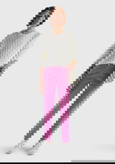  Kadın Pembe Elastanlı Basic Chino Pantolon