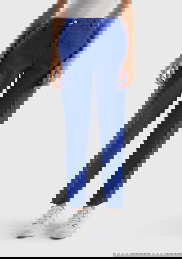  Kadın Mavi Elastanlı Basic Chino Pantolon