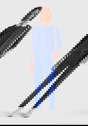  Kadın Mavi Elastanlı Basic Chino Pantolon