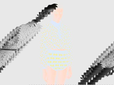  Kadın Mavi Mix  Meyve Desenli Gömlek Yaka Lastikli Poplin Crop Bluz