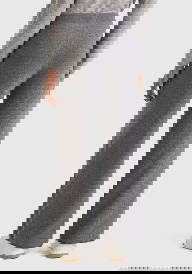  Kadın Antrasit Melanj Kaşmir Karışımlı  Triko Eşofman Altı