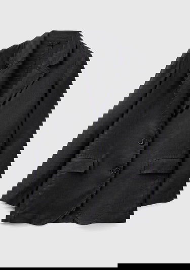  Kadın Siyah %100 Keten Regular Fit Ceket