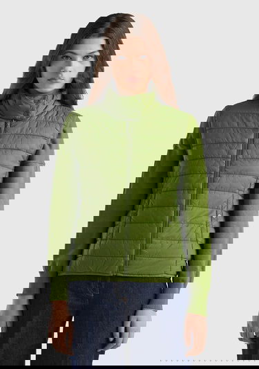  Kadın Soluk Yeşil Recycled Polyester Dolgulu  Pufa Yelek