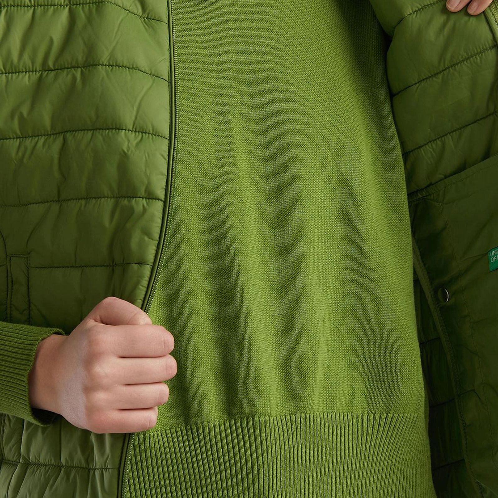 Kadın Soluk Yeşil Recycled Polyester Dolgulu  Pufa Yelek