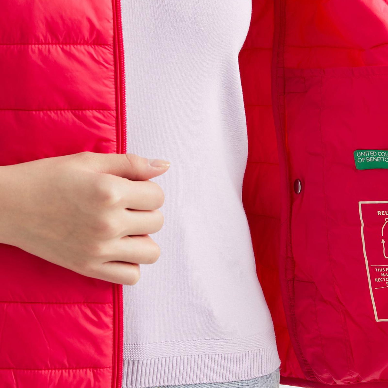 Kadın Koyu Pembe Recycled Polyester Dolgulu  Pufa Yelek