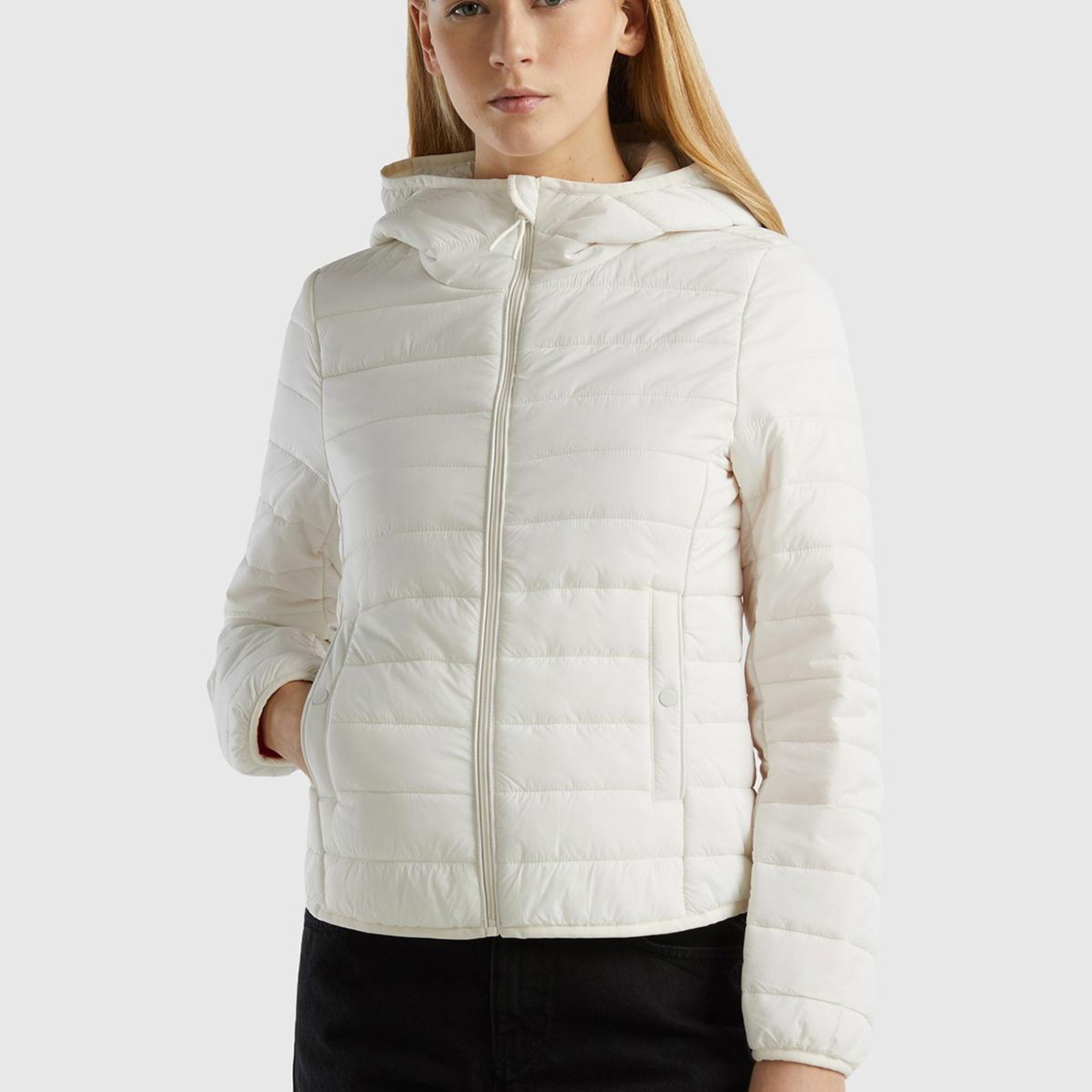 Kadın Krem Recycled Polyester Dolgulu  Pufa Mont