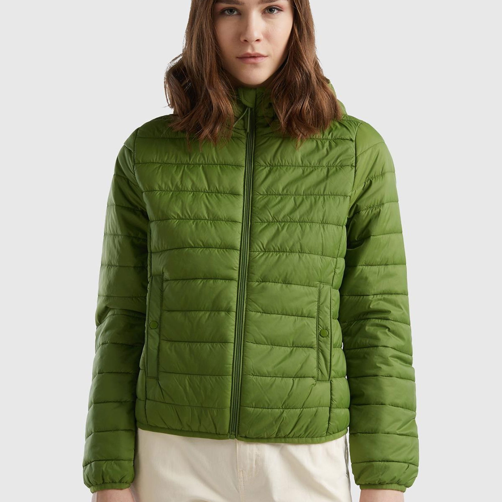 Kadın Soluk Yeşil Recycled Polyester Dolgulu  Pufa Mont