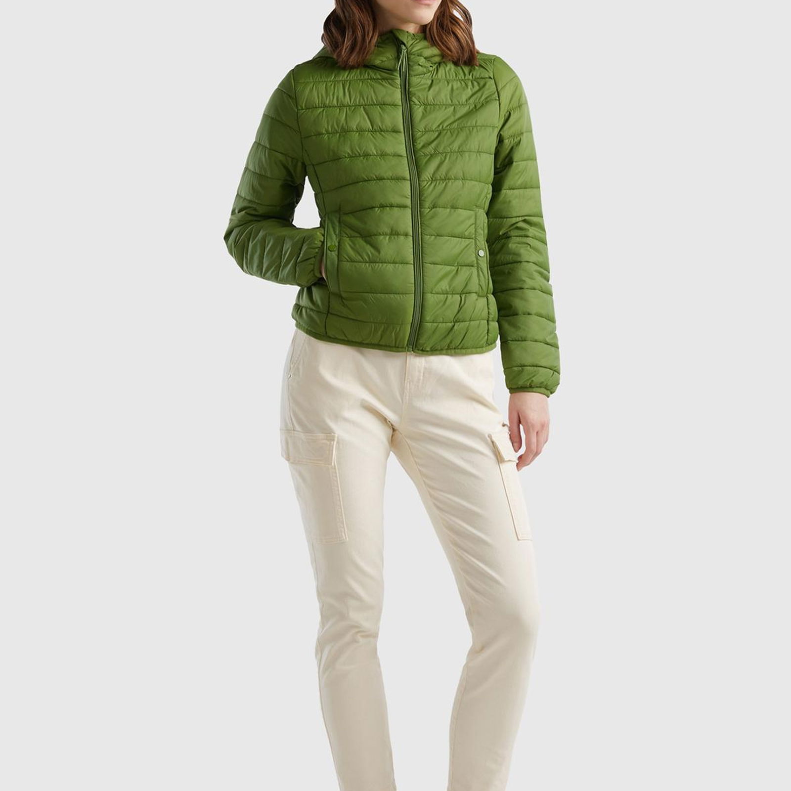 Kadın Soluk Yeşil Recycled Polyester Dolgulu  Pufa Mont